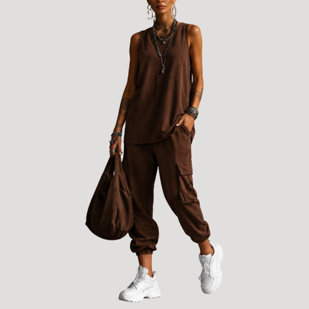 Ensemble Cargo Femme Sans Manches Décontracté