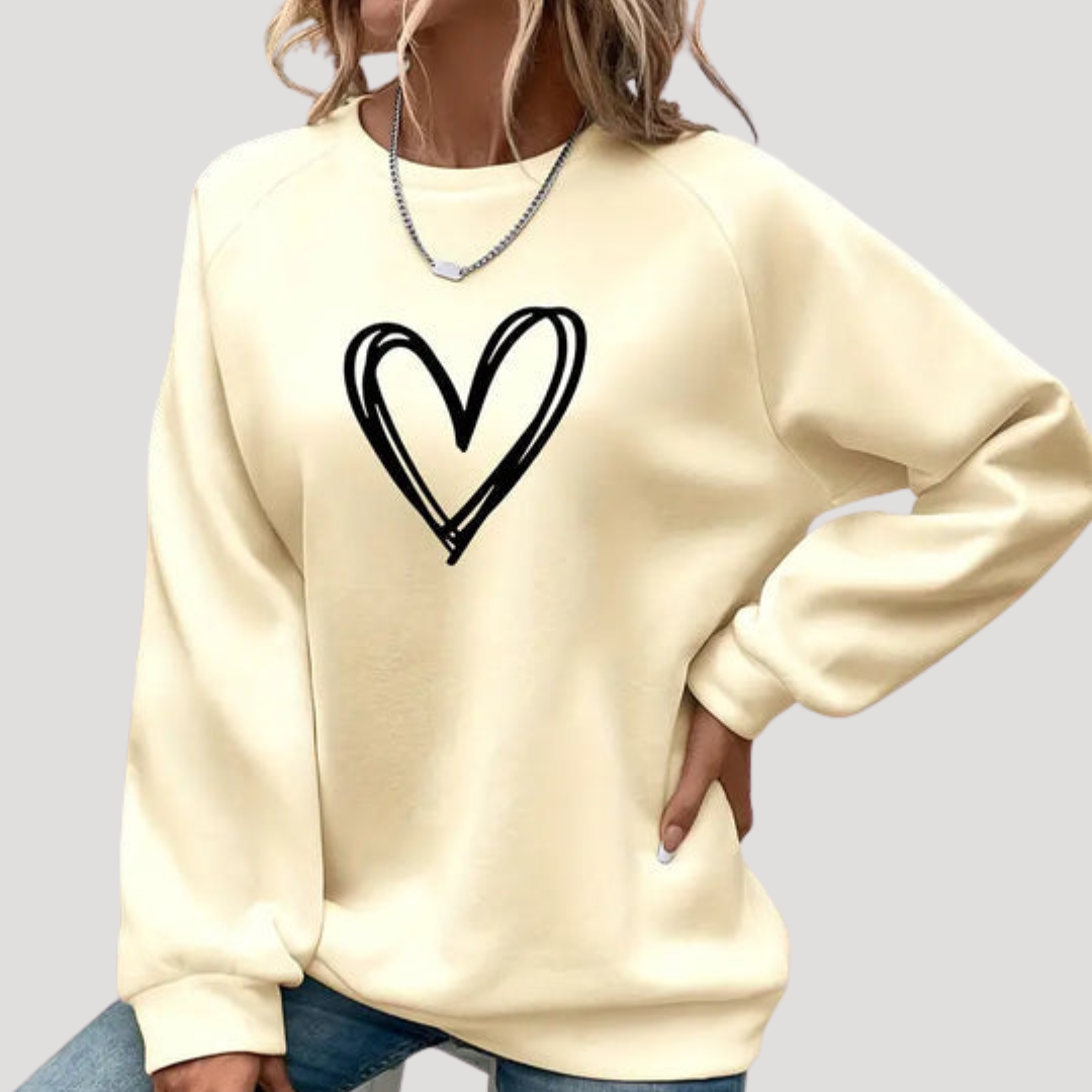Pull Femme Col Rond à Motif Cœur