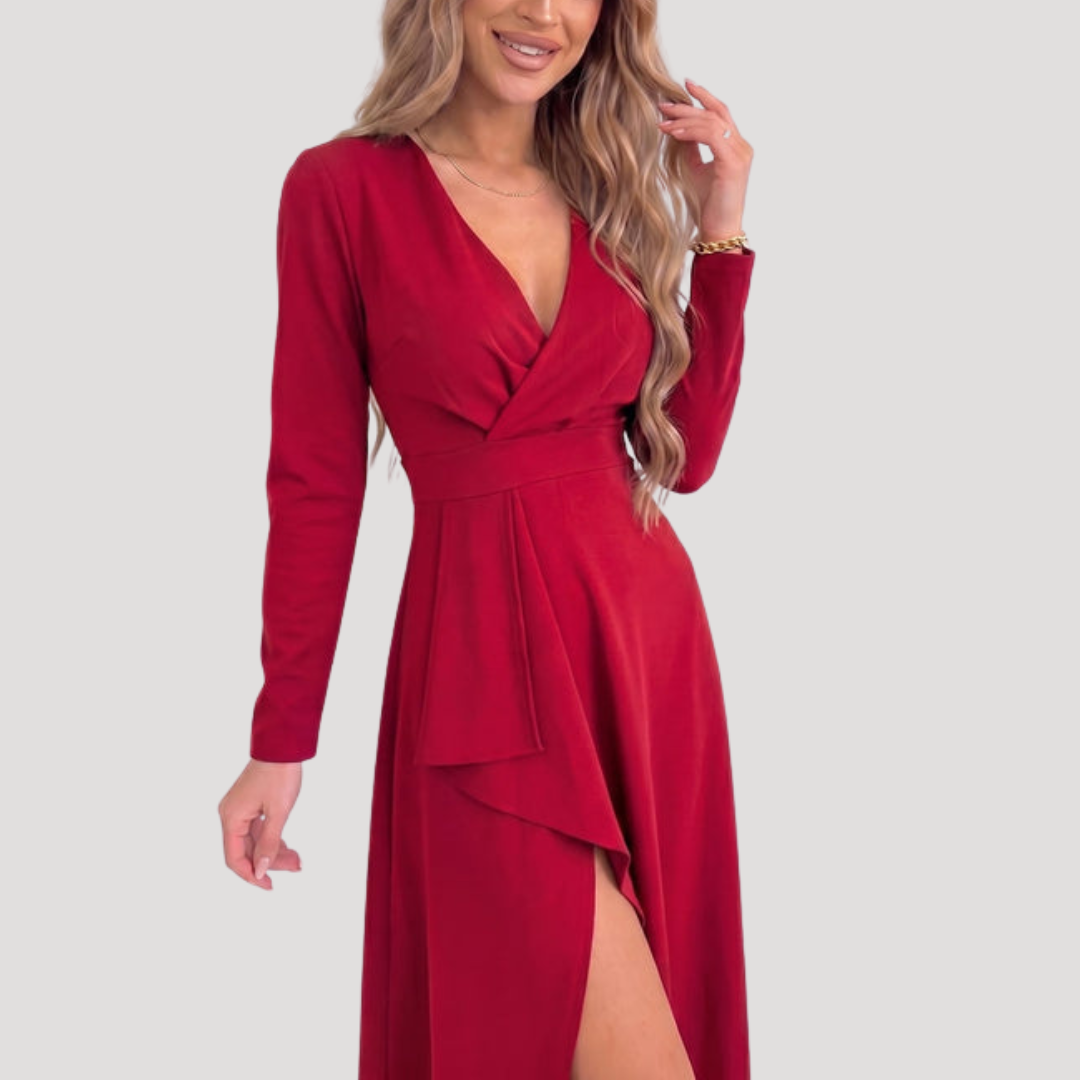 Robe Midi Cache-Cœur Femme Col V