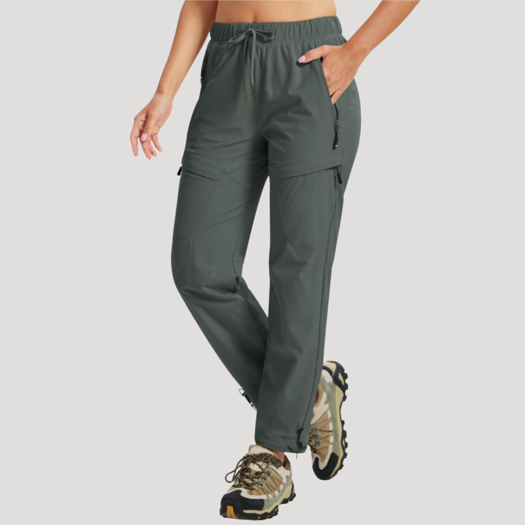 Pantalon Cargo Femme à Taille Élastique avec Cordon