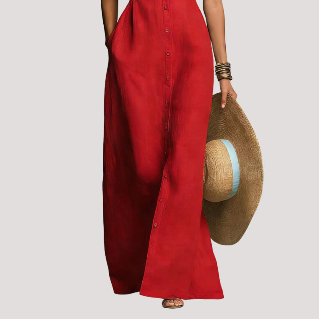 Robe Longue Cintrée Femme Boutonnée