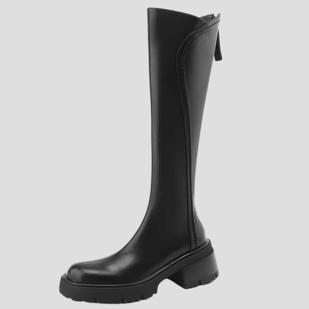 Bottes Hautes Femme à Talon Carré Épais