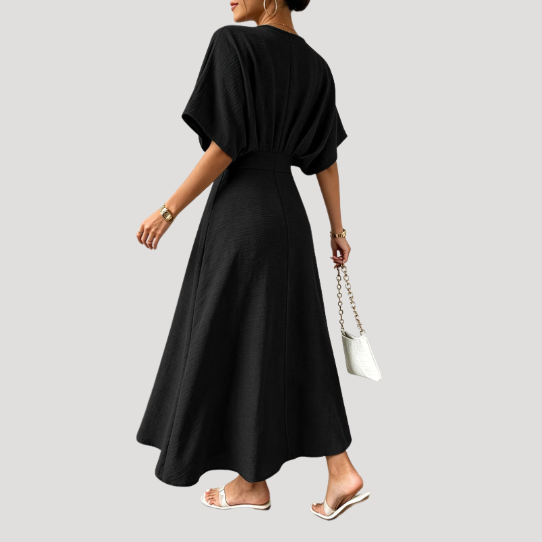 Robe Midi Trapèze Col V Femme