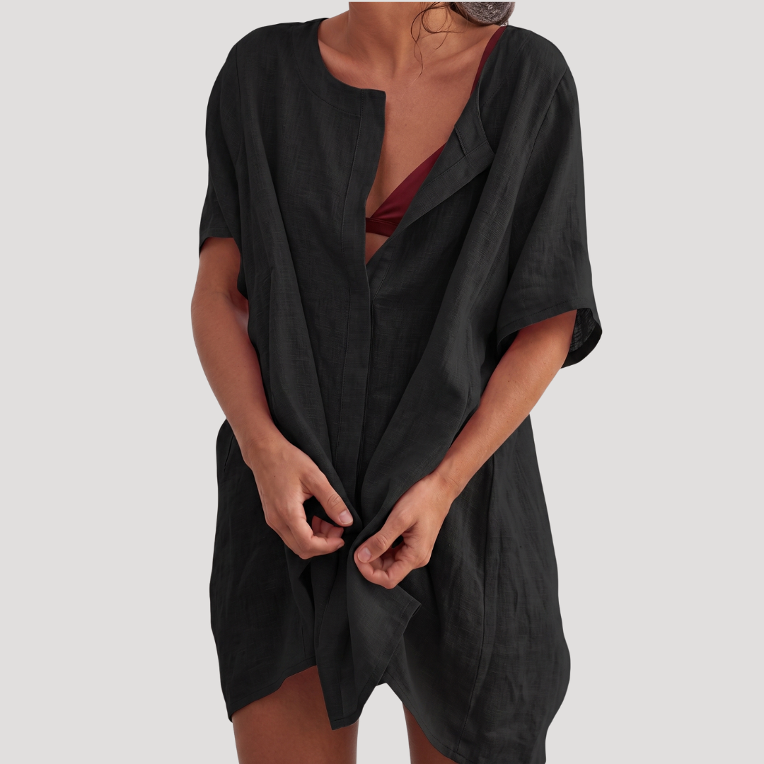 Robe Tunique Femme Décontractée Col V Ample