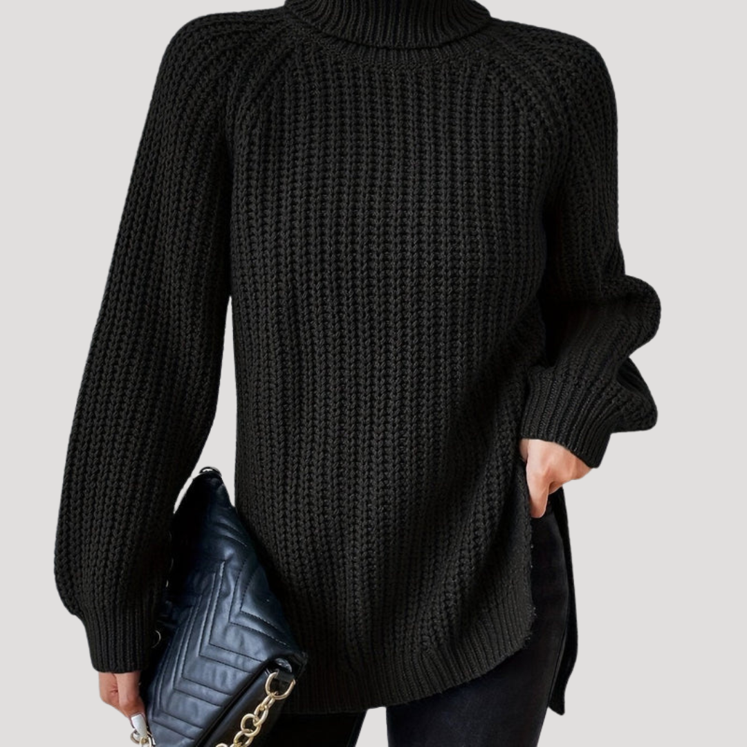 Pull Femme Oversize en Maille à Col Montant