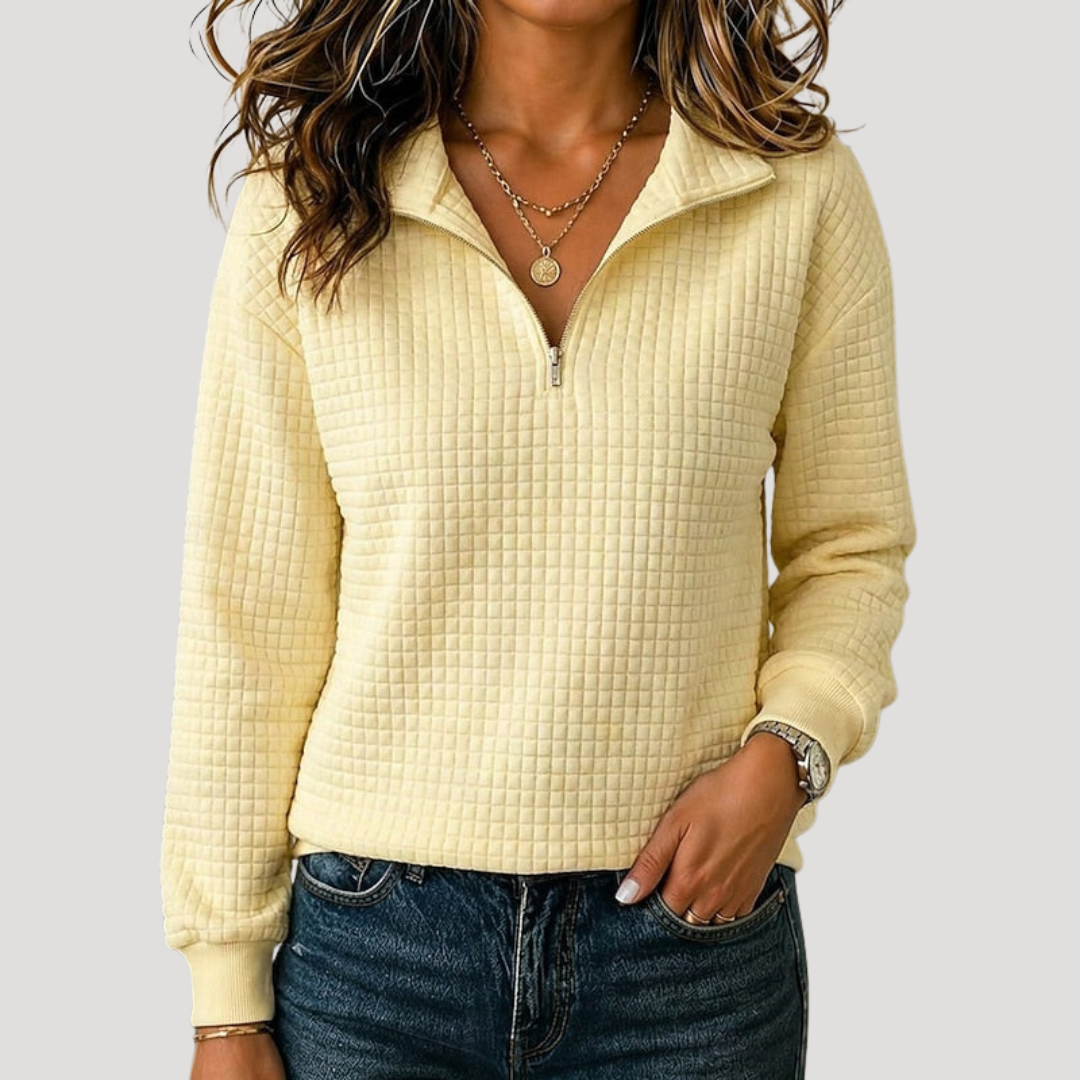 Pull Femme Texturé à Col Quart-Zip