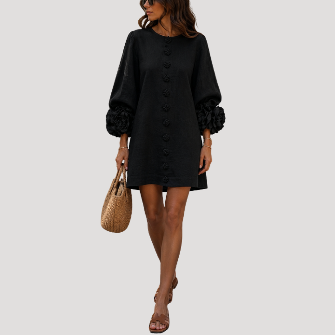 Robe Mini Femme Évasée Boutonnée
