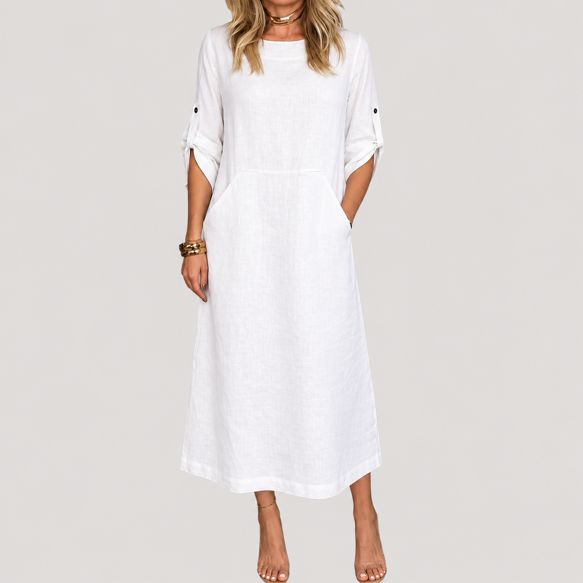 Robe Longue Décontractée Manches Longues Femme