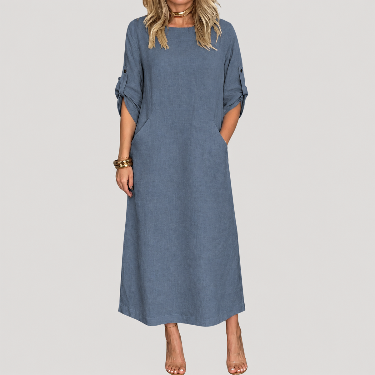 Robe Longue Décontractée Manches Longues Femme