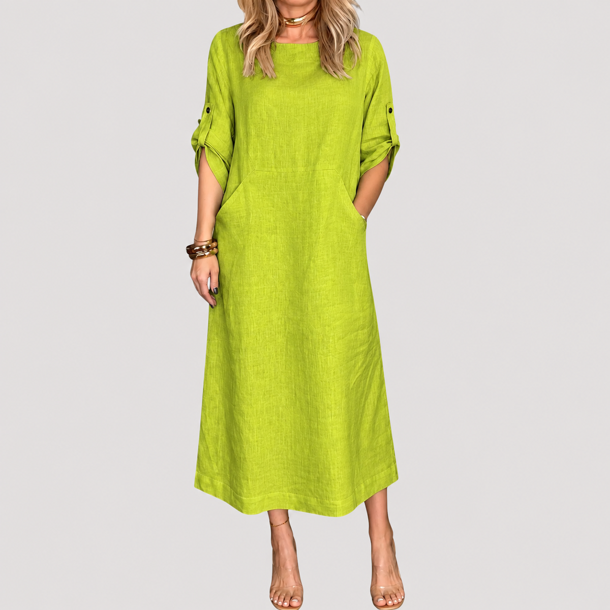 Robe Longue Décontractée Manches Longues Femme