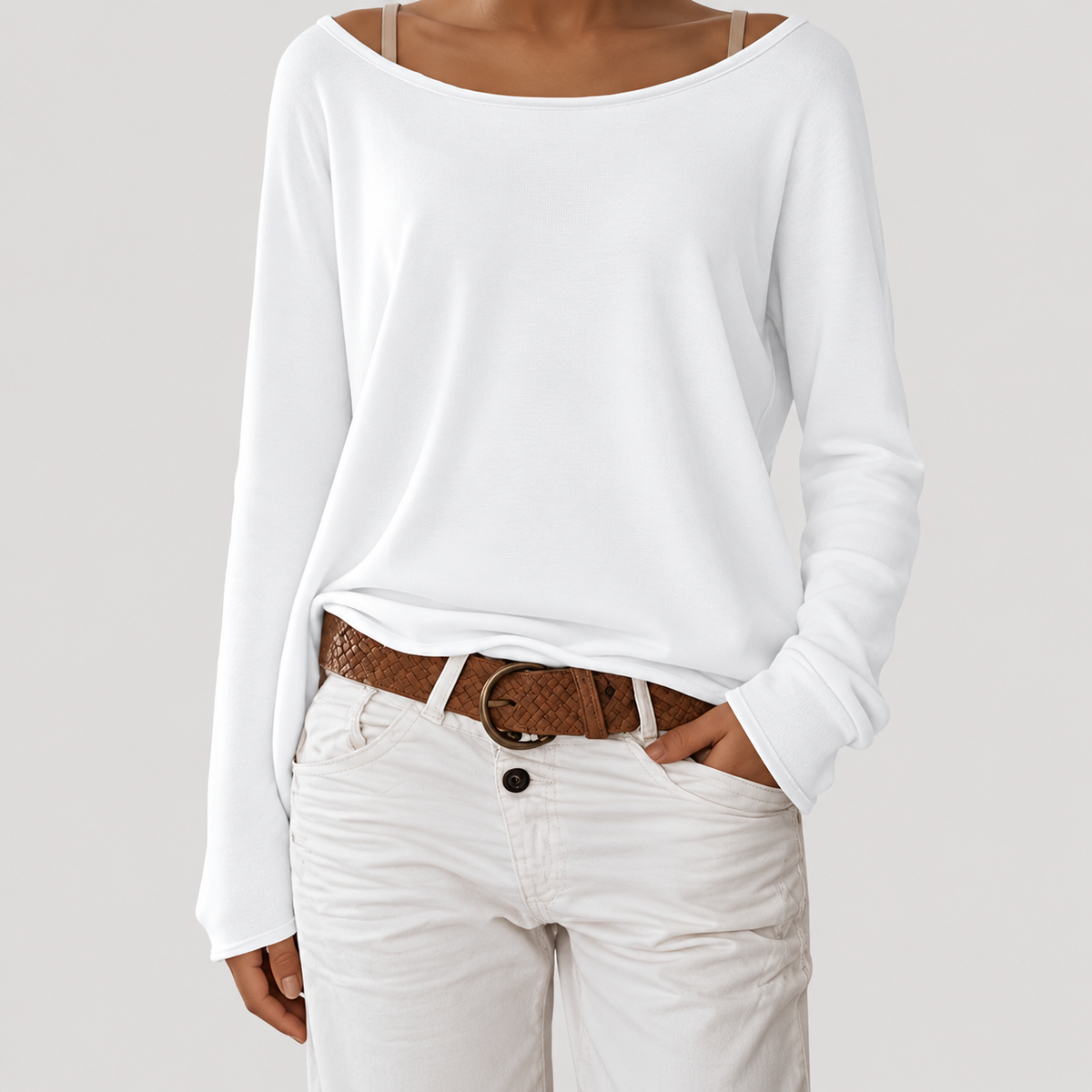 Haut Femme Col Bateau Manches Longues