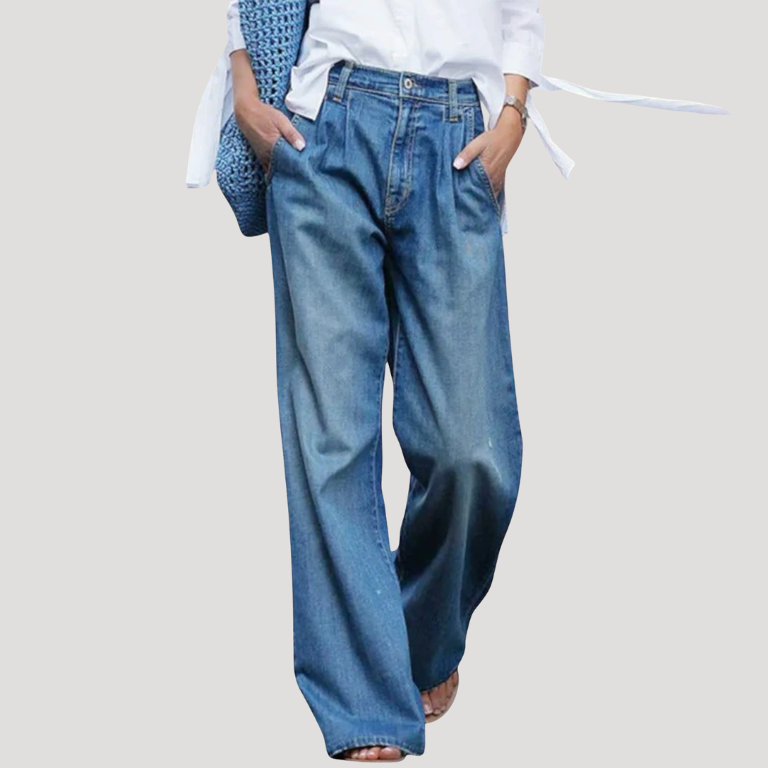 Jean Large Femme Taille Haute Décontracté