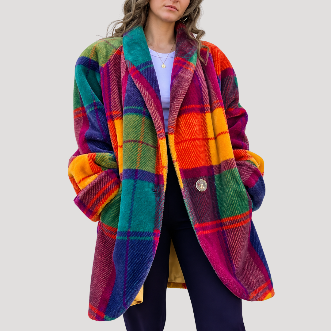 Manteau Long Femme Oversize à Carreaux