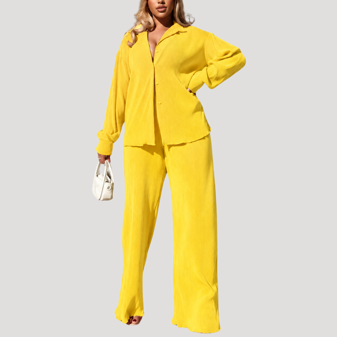 Ensemble Femme Chemise Plissée et Pantalon