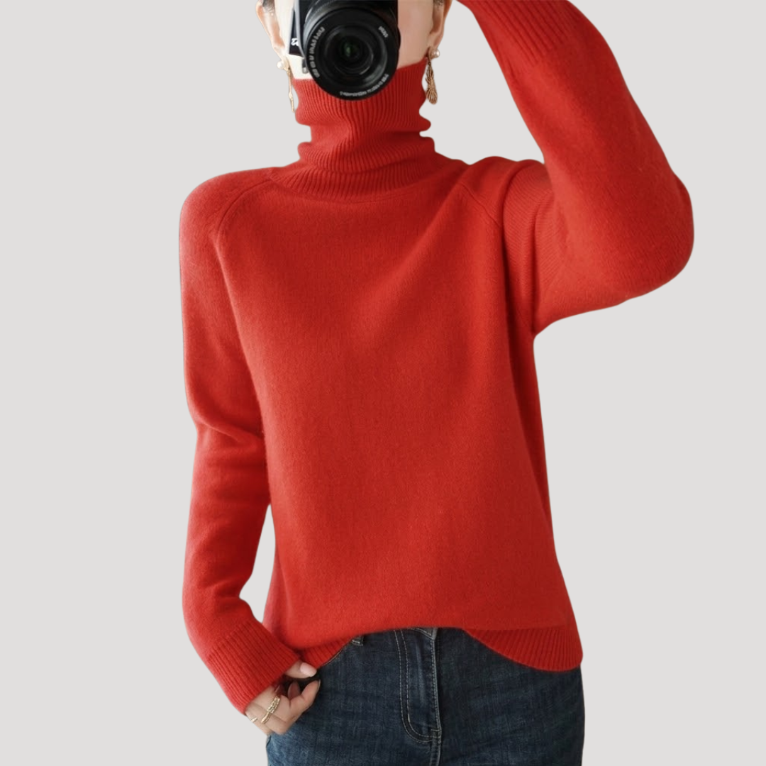 Pull femme col roulé manches longues
