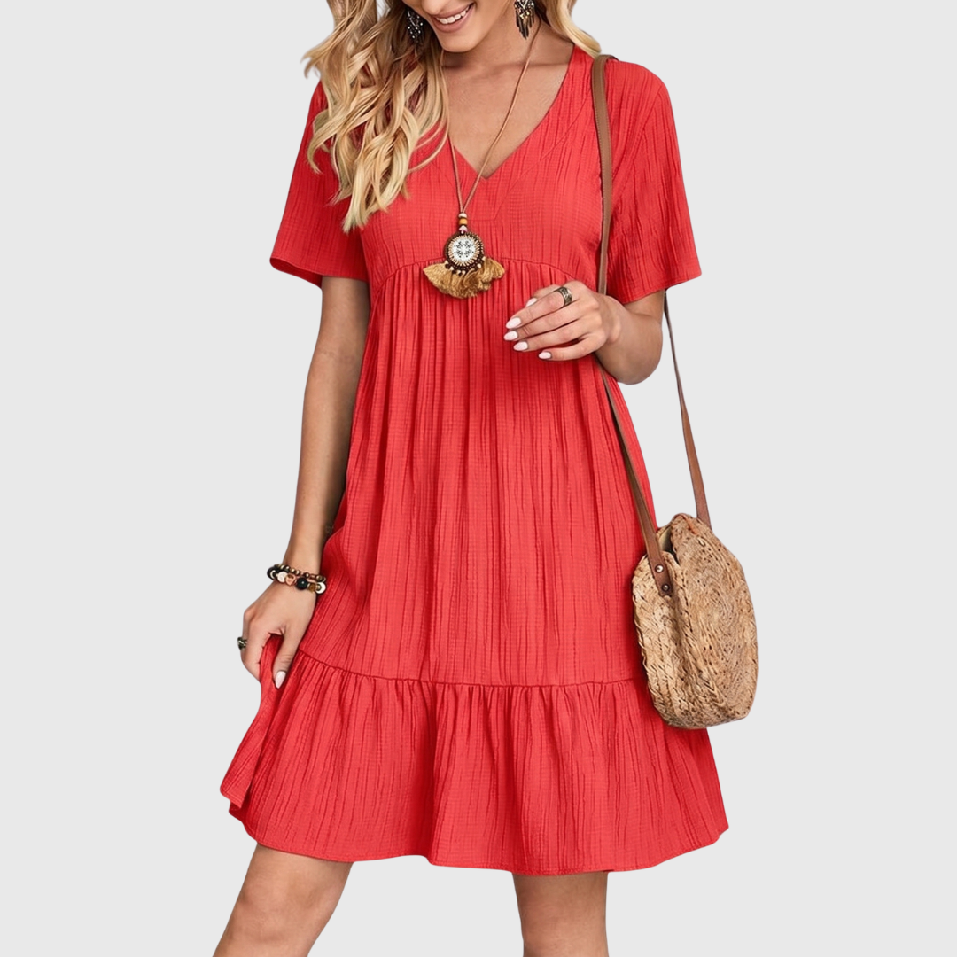 Robe Courte Femme Décontractée Taille Froncée