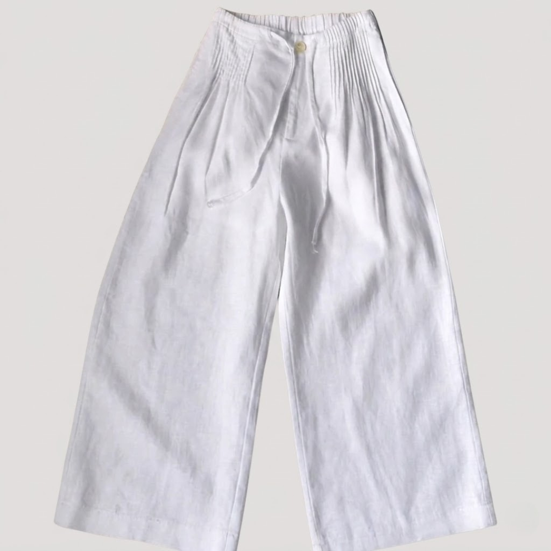 Pantalon femme en coton léger et ample taille élastique