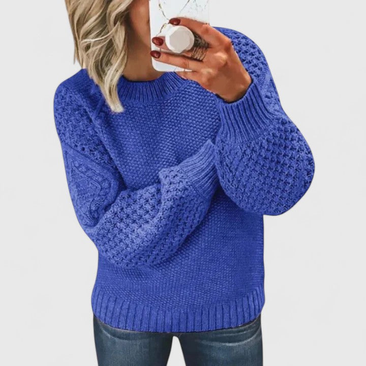 Pull Femme Maille Torsadée Col Rond Cocooning