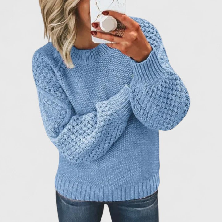 Pull Femme Maille Torsadée Col Rond Cocooning