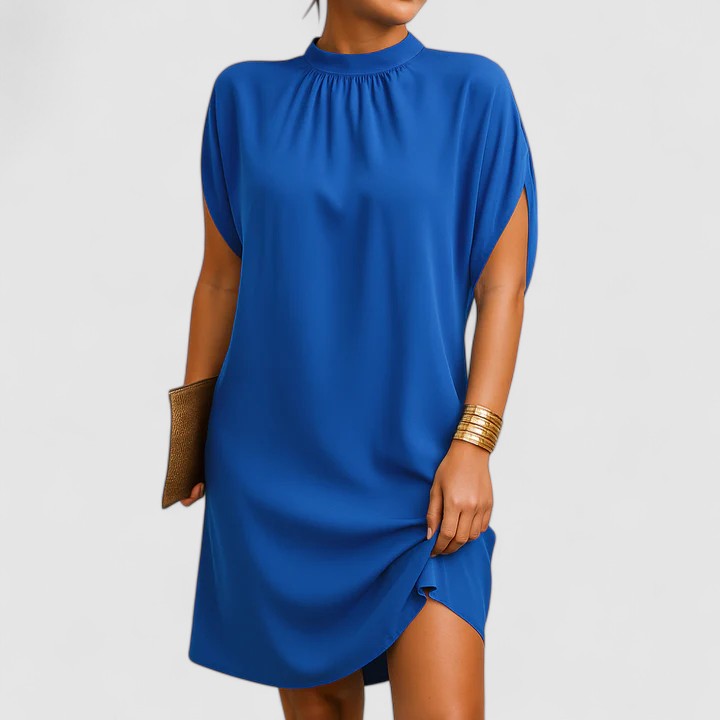 Robe Courte Femme Ample Col Froncé Chic
