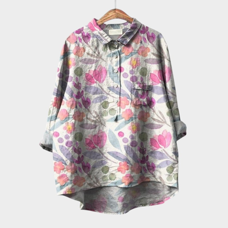 Chemisier Femme Imprimé Fleuri Col Montant