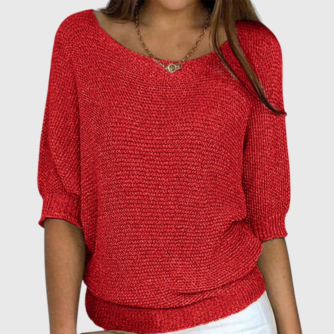 Pull Femme Col Bateau Maille Fine Décontracté