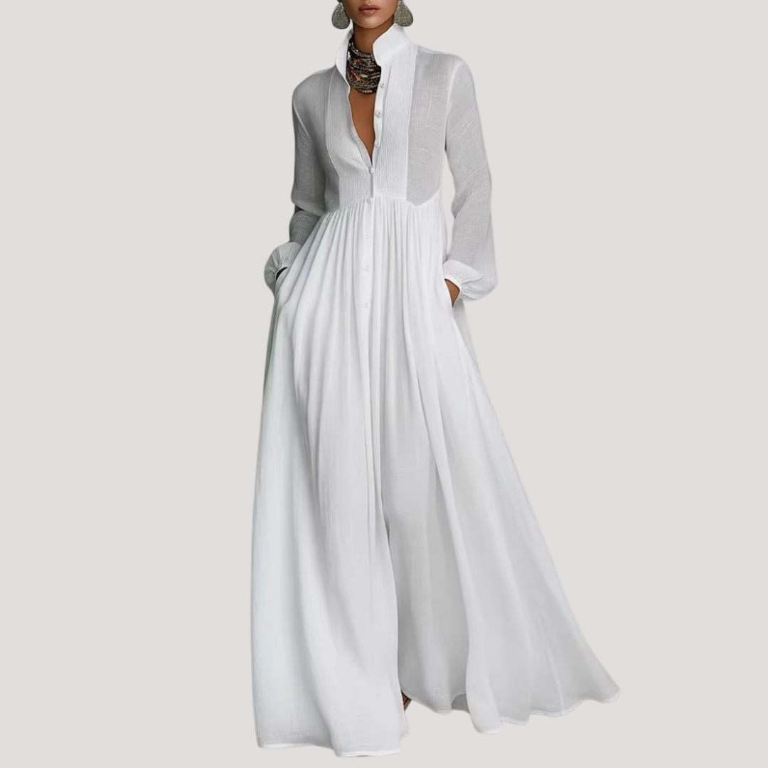 Robe longue élégante fluide à manches longues