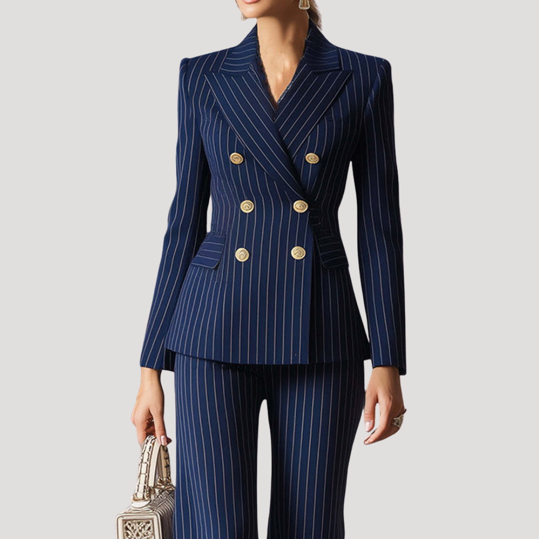 Ensemble Tailleur Rayé Femme Coupe Structurée