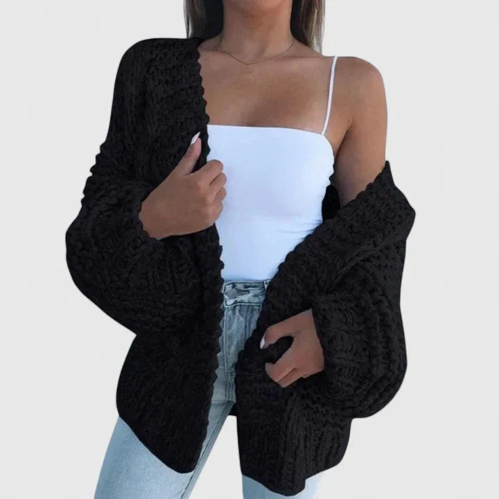 Gilet Femme Oversize Maille Torsadée Décontracté