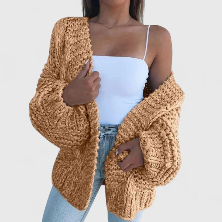Gilet Femme Oversize Maille Torsadée Décontracté