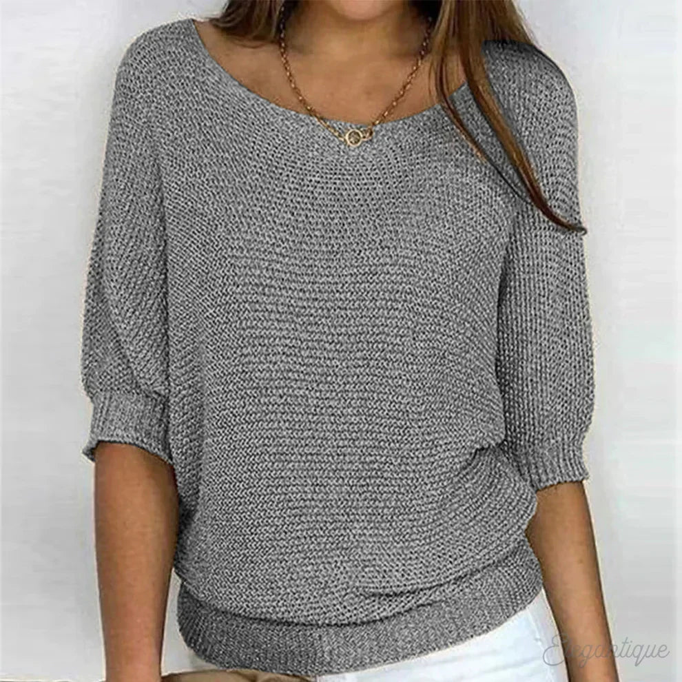 Pull Femme en Maille à Col Bateau