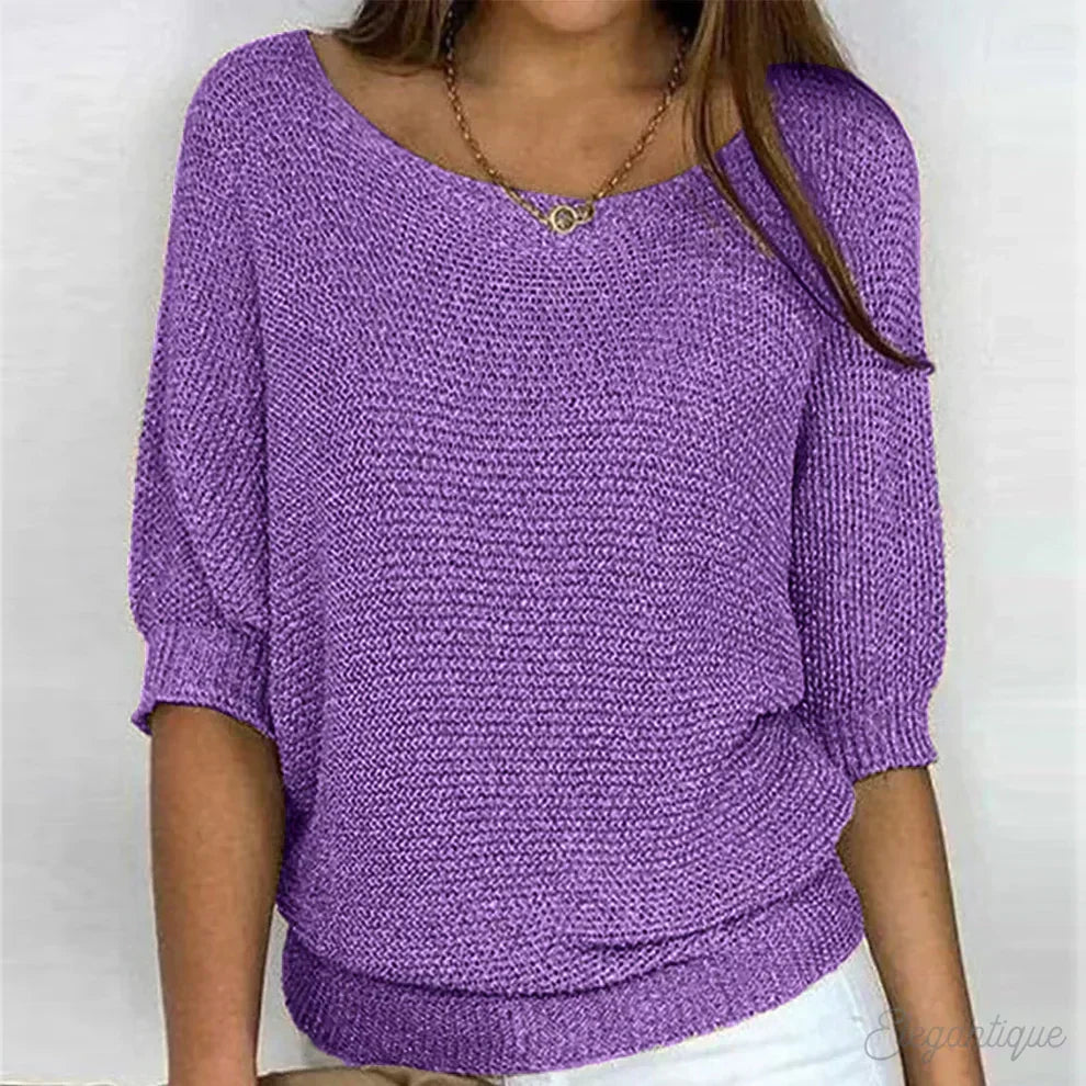 Pull Femme en Maille à Col Bateau