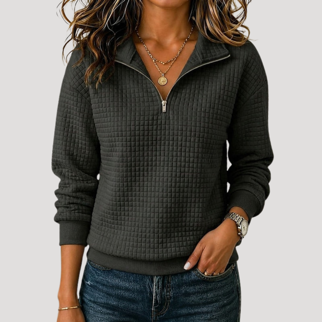 Pull Femme Texturé à Col Quart-Zip