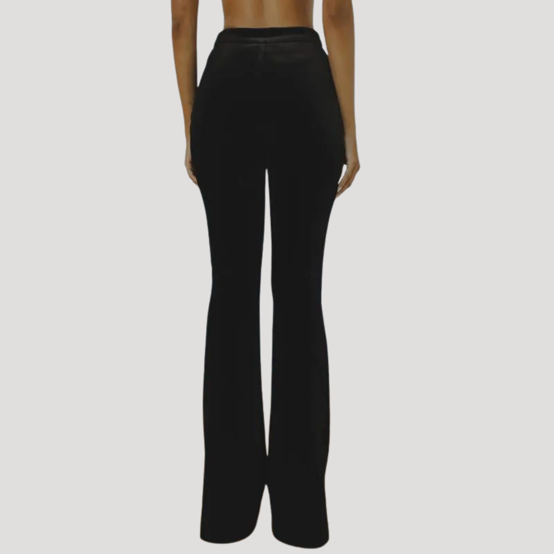 Tailleur Femme en Velours à Blazer Ajusté et Pantalon Évasé
