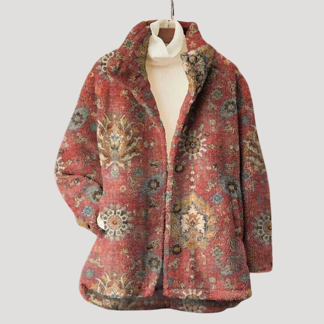 Veste femme fleurie vintage boutonnée