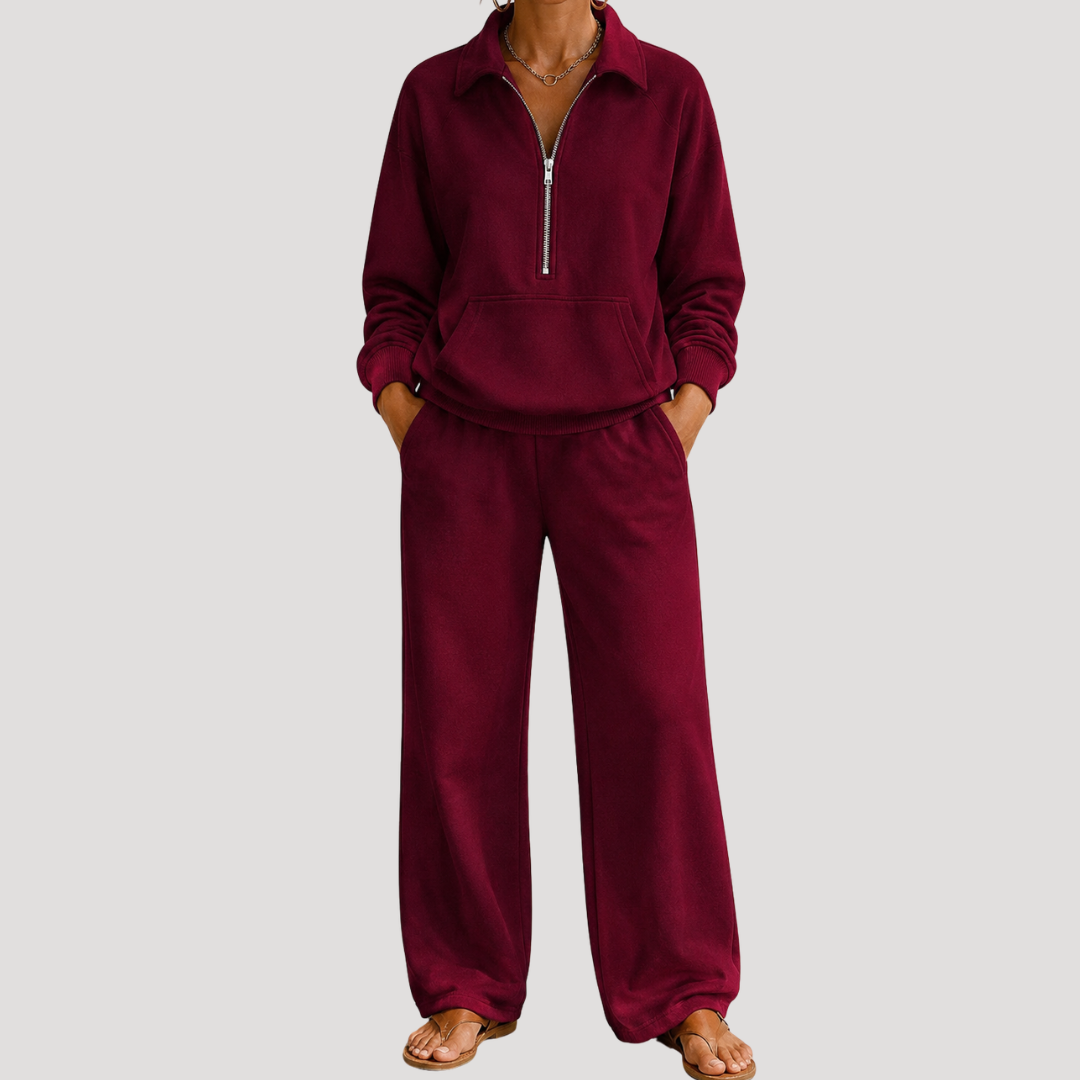 Ensemble femme haut zippé et pantalon large