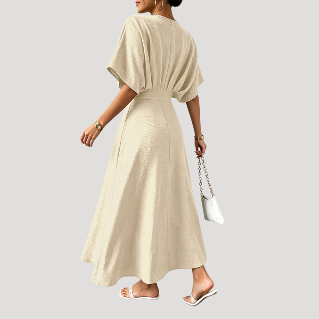 Robe Midi Trapèze Col V Femme