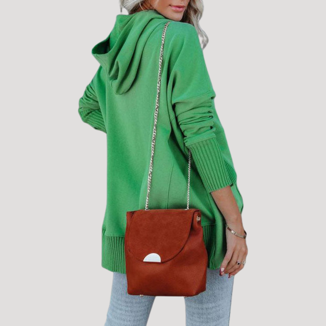 Sweat à Capuche Femme Oversize à Patte Pressionnée