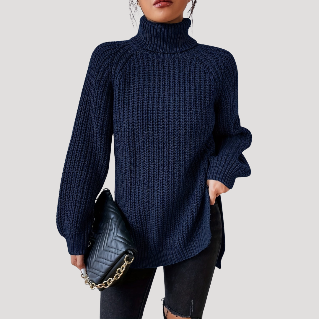 Pull Femme Oversize en Maille à Col Montant