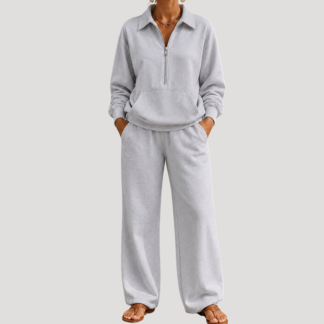Ensemble femme haut zippé et pantalon large