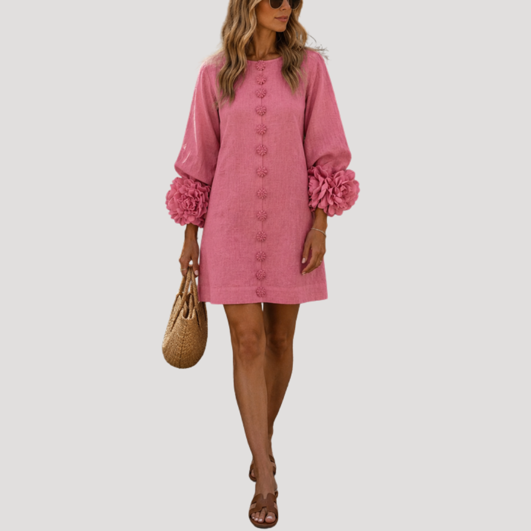 Robe Mini Femme Évasée Boutonnée