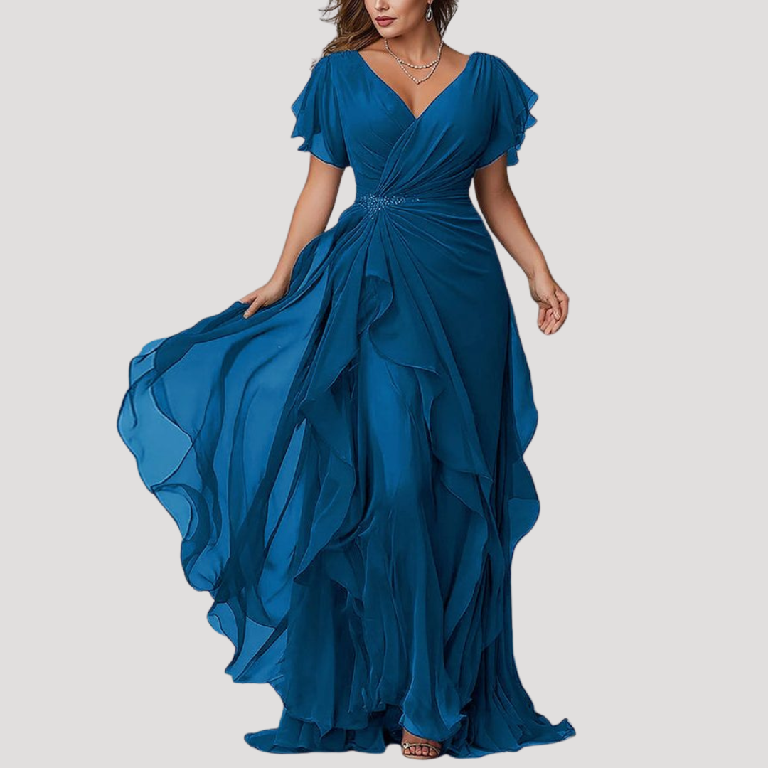 Robe Longue Portefeuille à Volants Femme