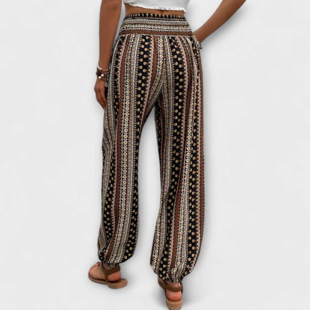 Pantalon Femme Taille Élastique Imprimé Décontracté