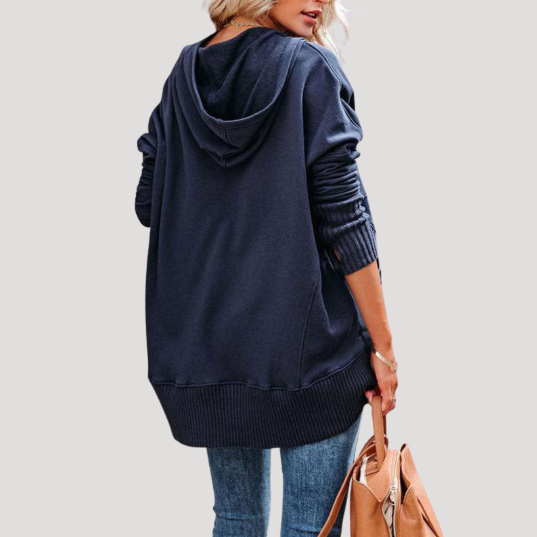 Sweat à Capuche Femme Oversize à Patte Pressionnée