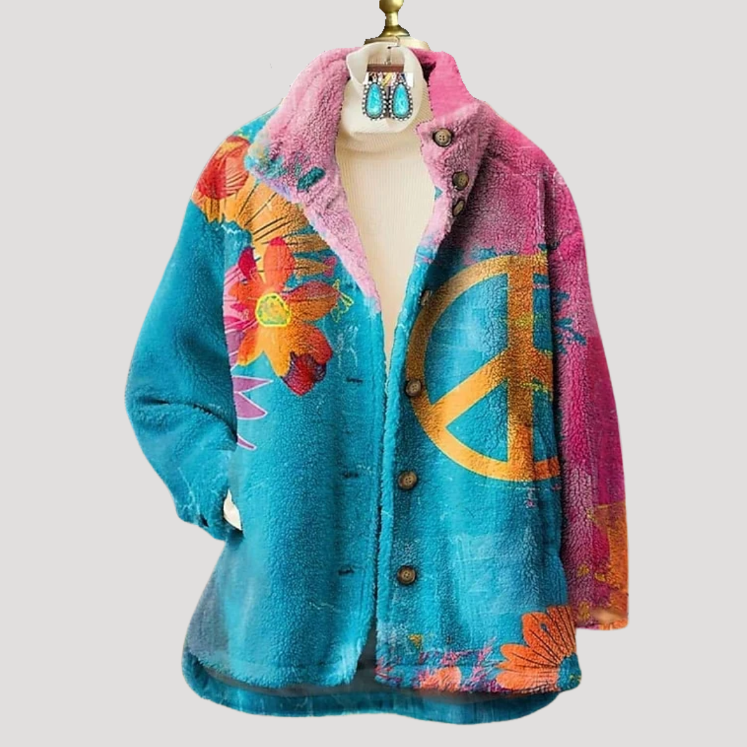 Veste femme fleurie vintage boutonnée