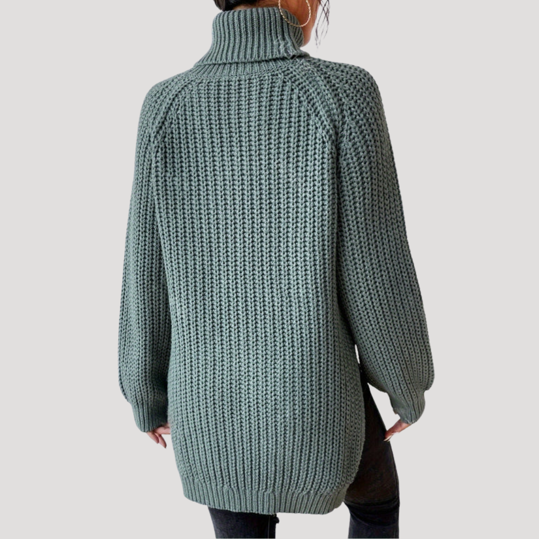 Pull Femme Oversize en Maille à Col Montant
