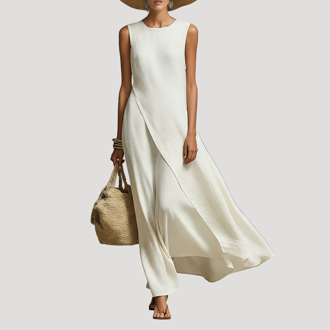 Robe Longue Femme Fluide Sans Manches Élégante