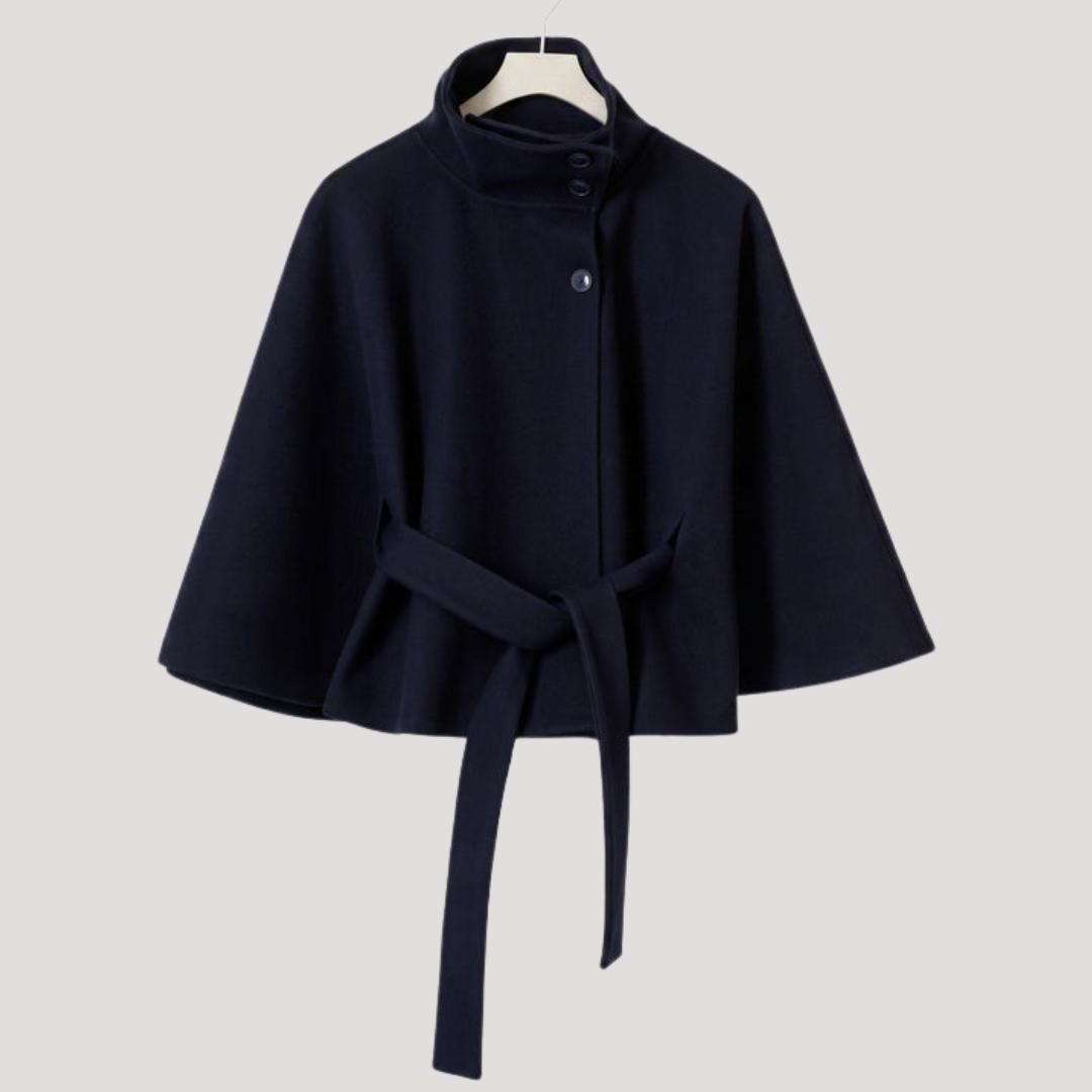 Manteau cape femme à col montant