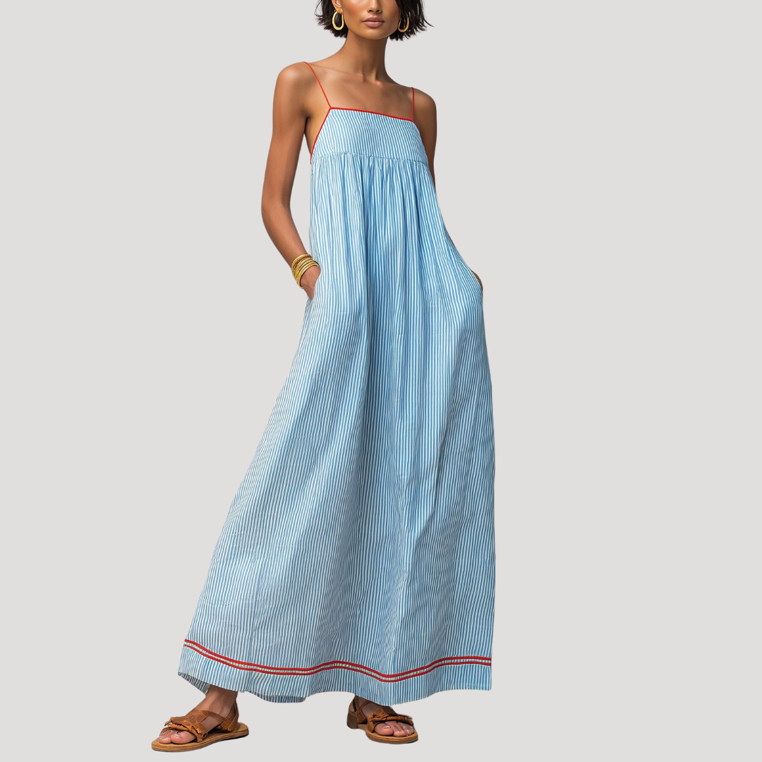 Robe Longue Rayée Sans Manches Femme