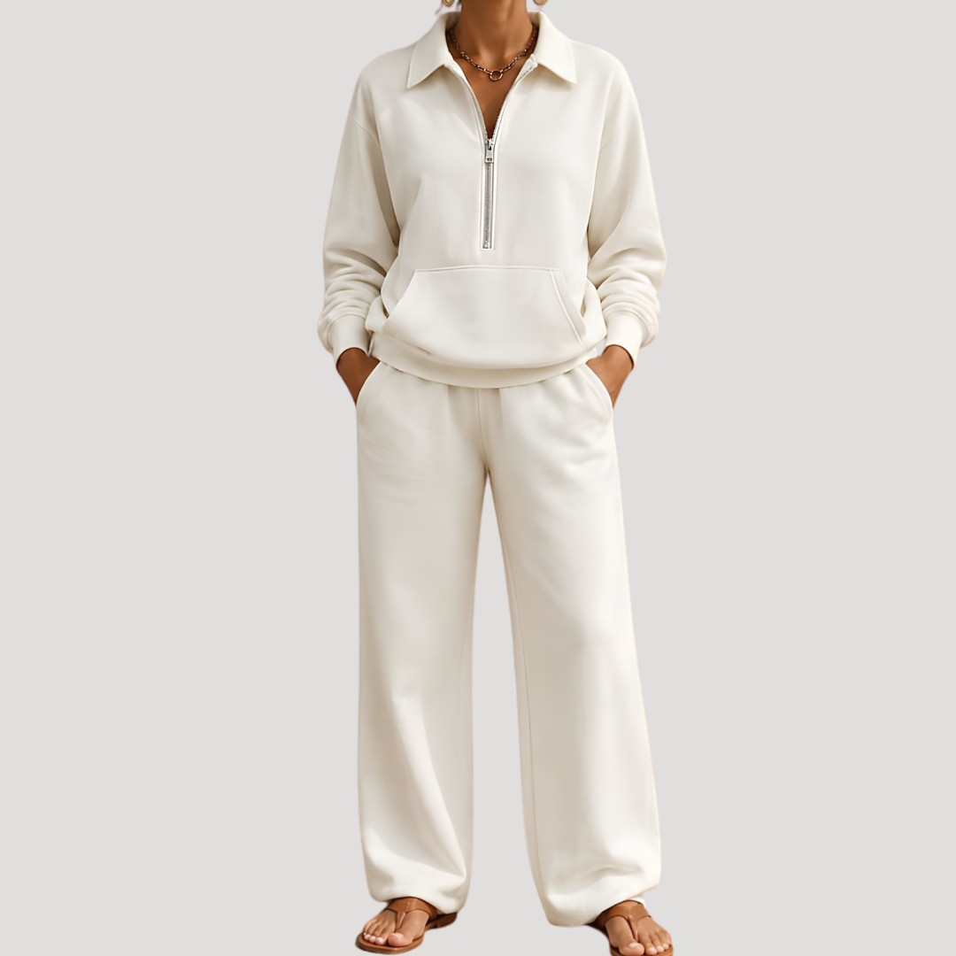 Ensemble femme haut zippé et pantalon large